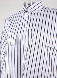 Chemise courte à grandes poches plaquées - Blanc & Noir