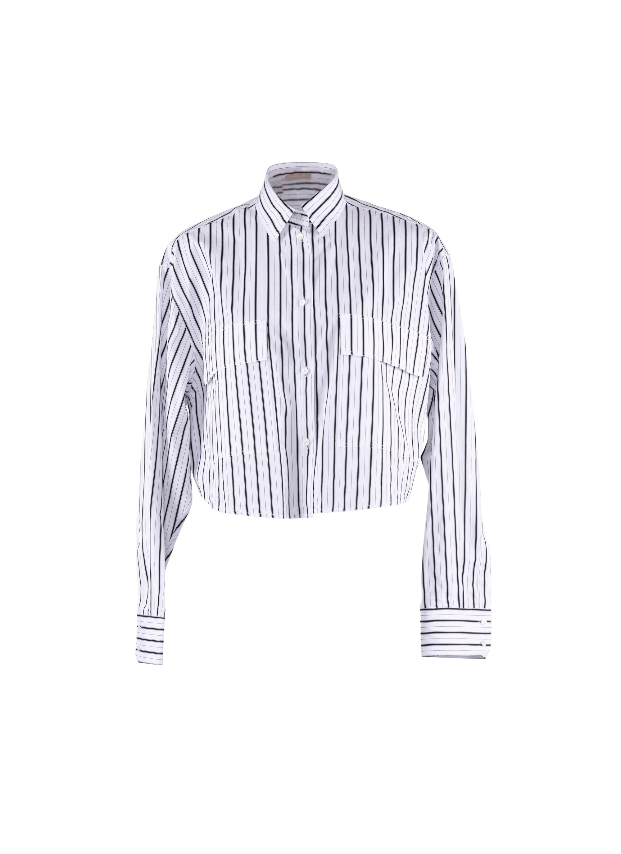 Chemise courte à grandes poches plaquées - Blanc & Noir