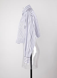 Chemise courte à grandes poches plaquées - Blanc & Noir