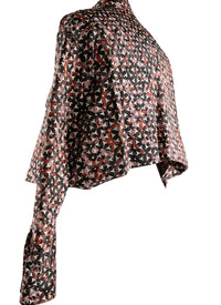 Chemise courte à grandes poches plaquées en soie - Kaki & Bois de Rose