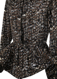 Silk Mix Long Sleeve Shirt - Khaki & Black