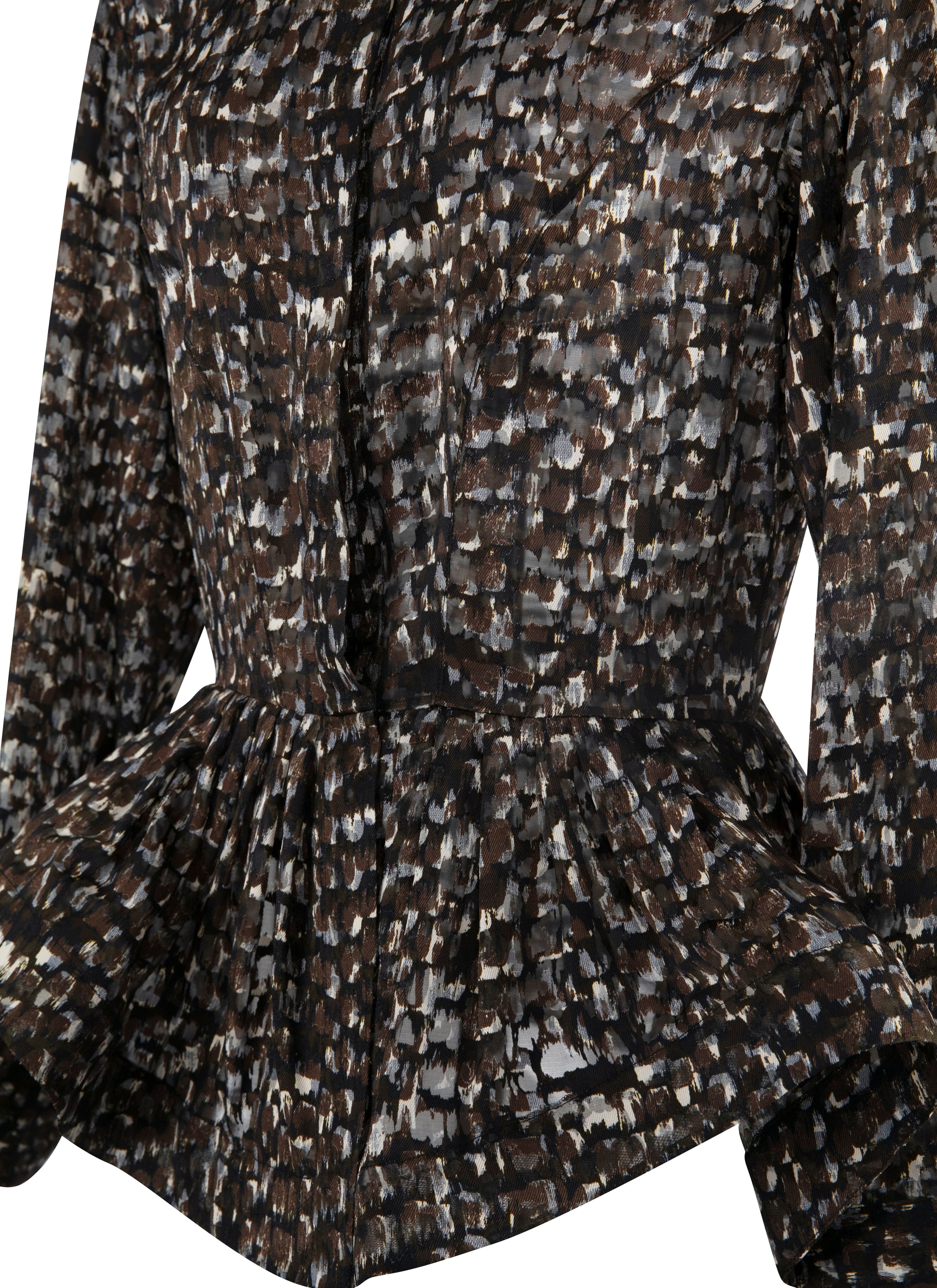 Silk Mix Long Sleeve Shirt - Khaki & Black