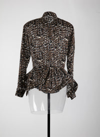 Regular flared long sleeve shirt - Khaki & Black