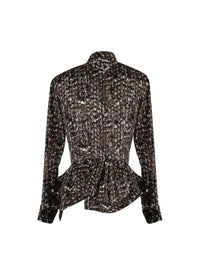 Silk Mix Long Sleeve Shirt - Khaki & Black