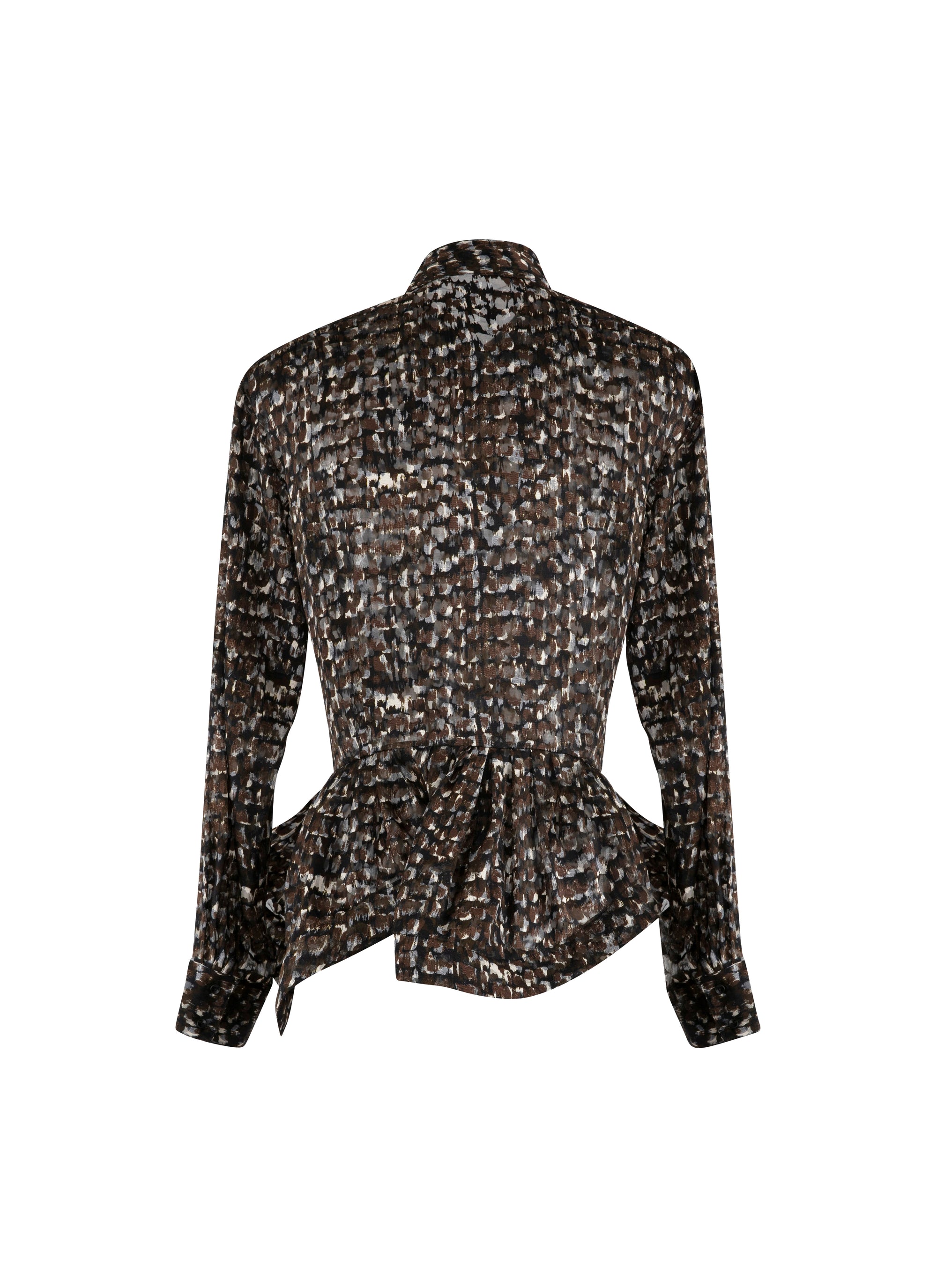 Silk Mix Long Sleeve Shirt - Khaki & Black