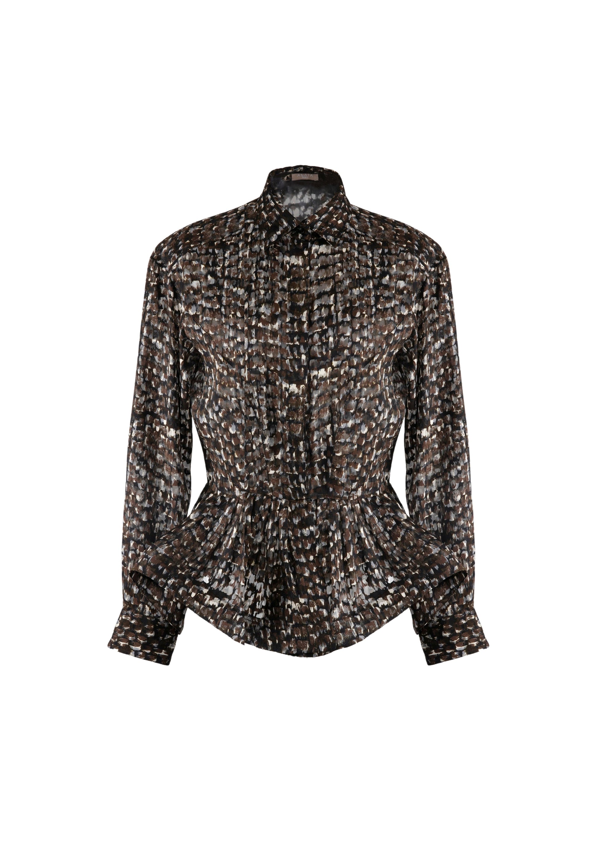 Silk Mix Long Sleeve Shirt - Khaki & Black