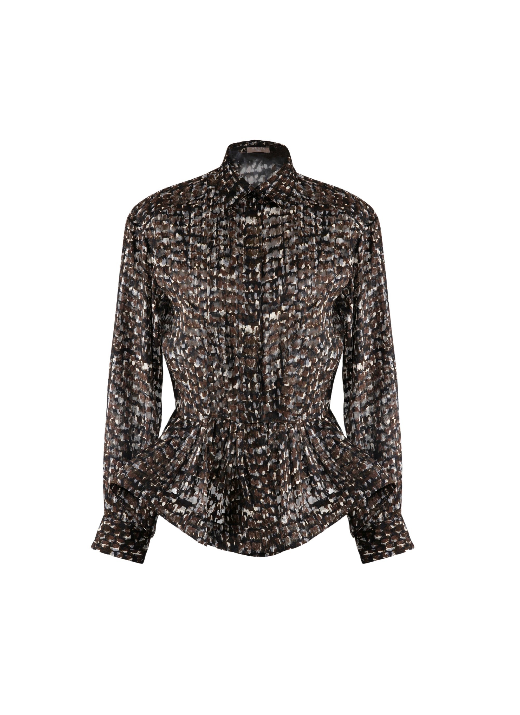 Regular flared long sleeve shirt - Khaki & Black