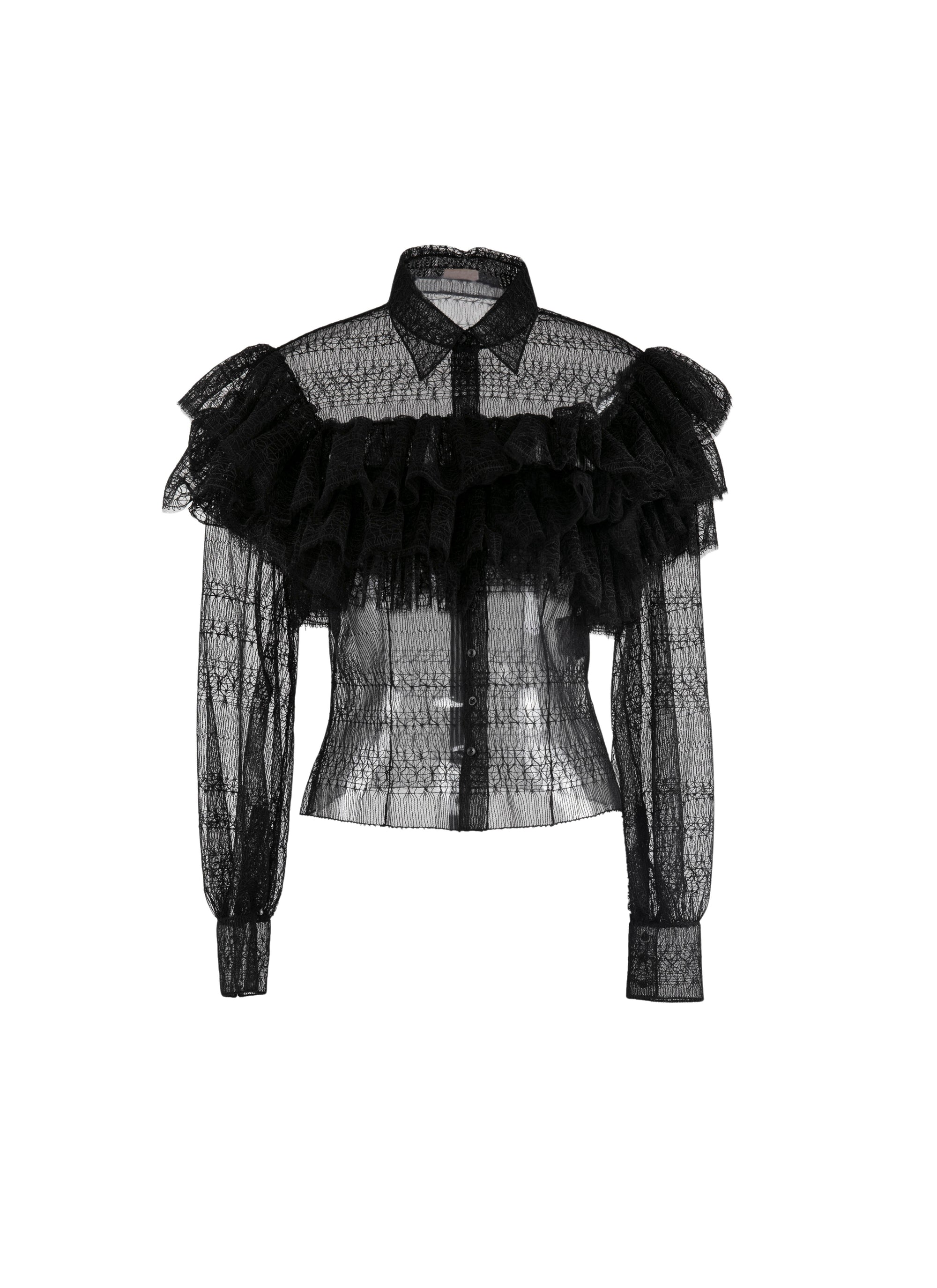 Chemise à volants - Noir