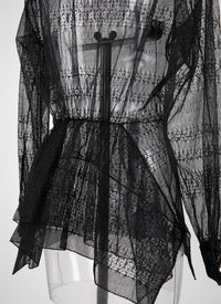 Sheer basque shirt with small pattern - Black intense