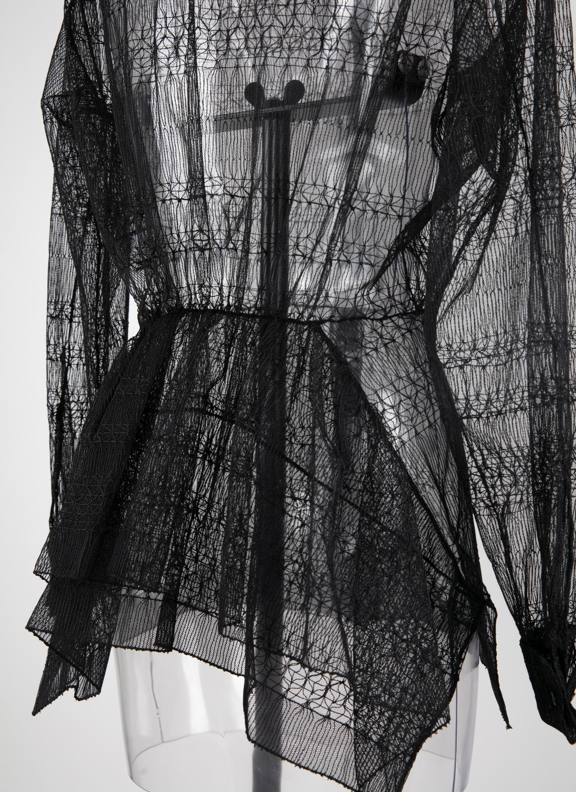 Sheer basque shirt with small pattern - Black intense