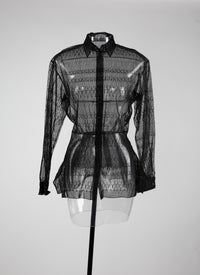 Sheer basque shirt with small pattern - Black intense