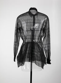 Sheer basque shirt with small pattern - Black intense