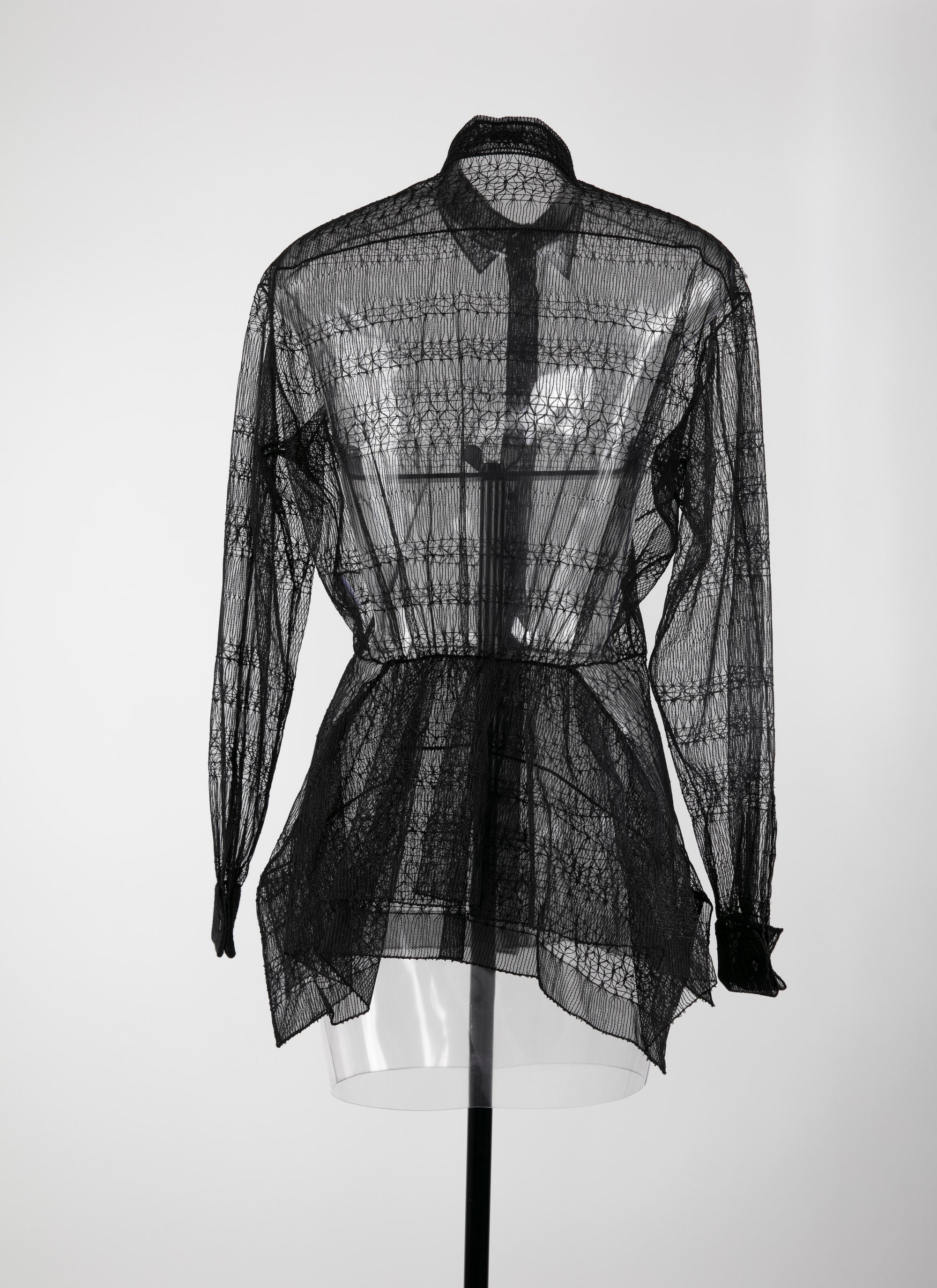 Sheer basque shirt with small pattern - Black intense