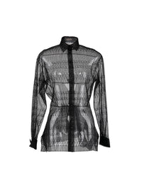 Sheer basque shirt with small pattern - Black intense