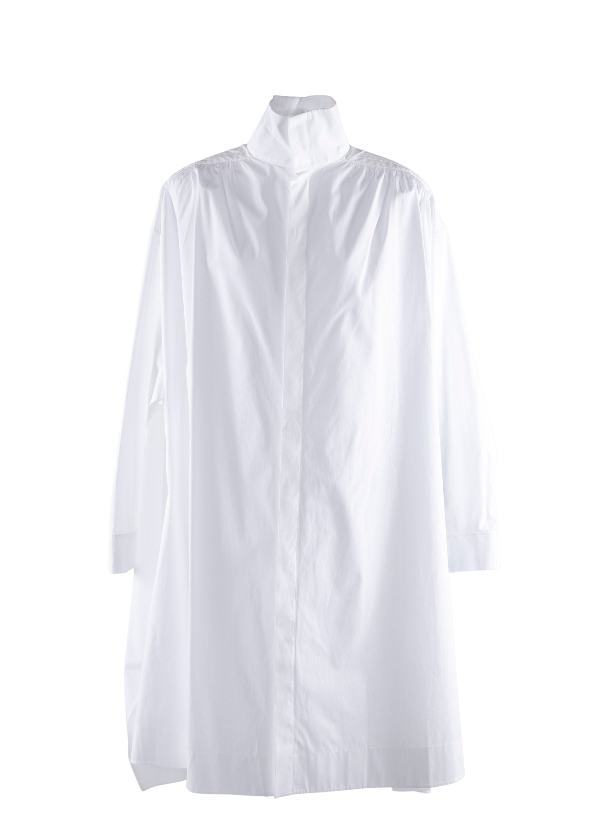 Oversized long shirt with open back - White