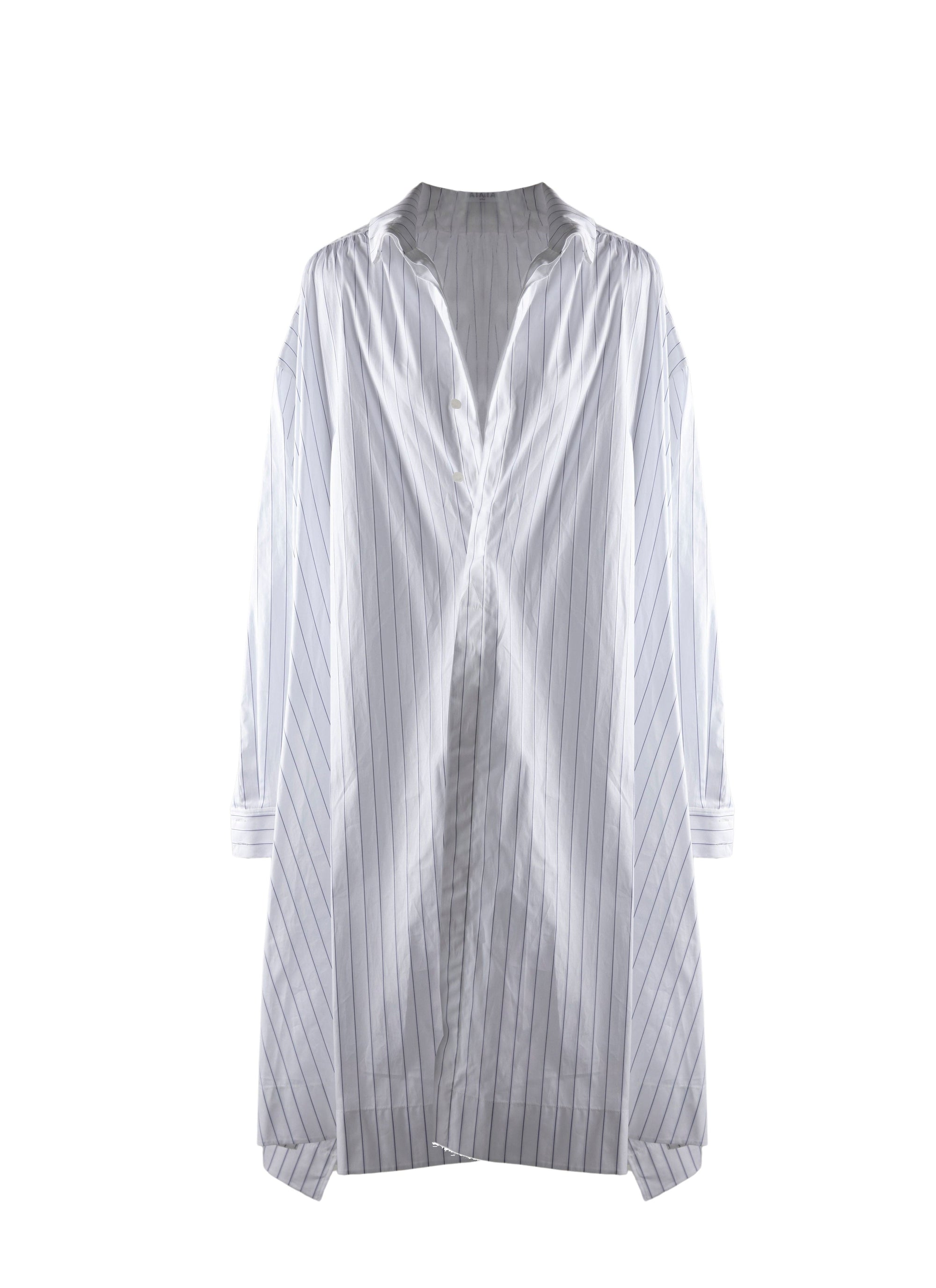 Oversized long shirt with open back - White & Blue