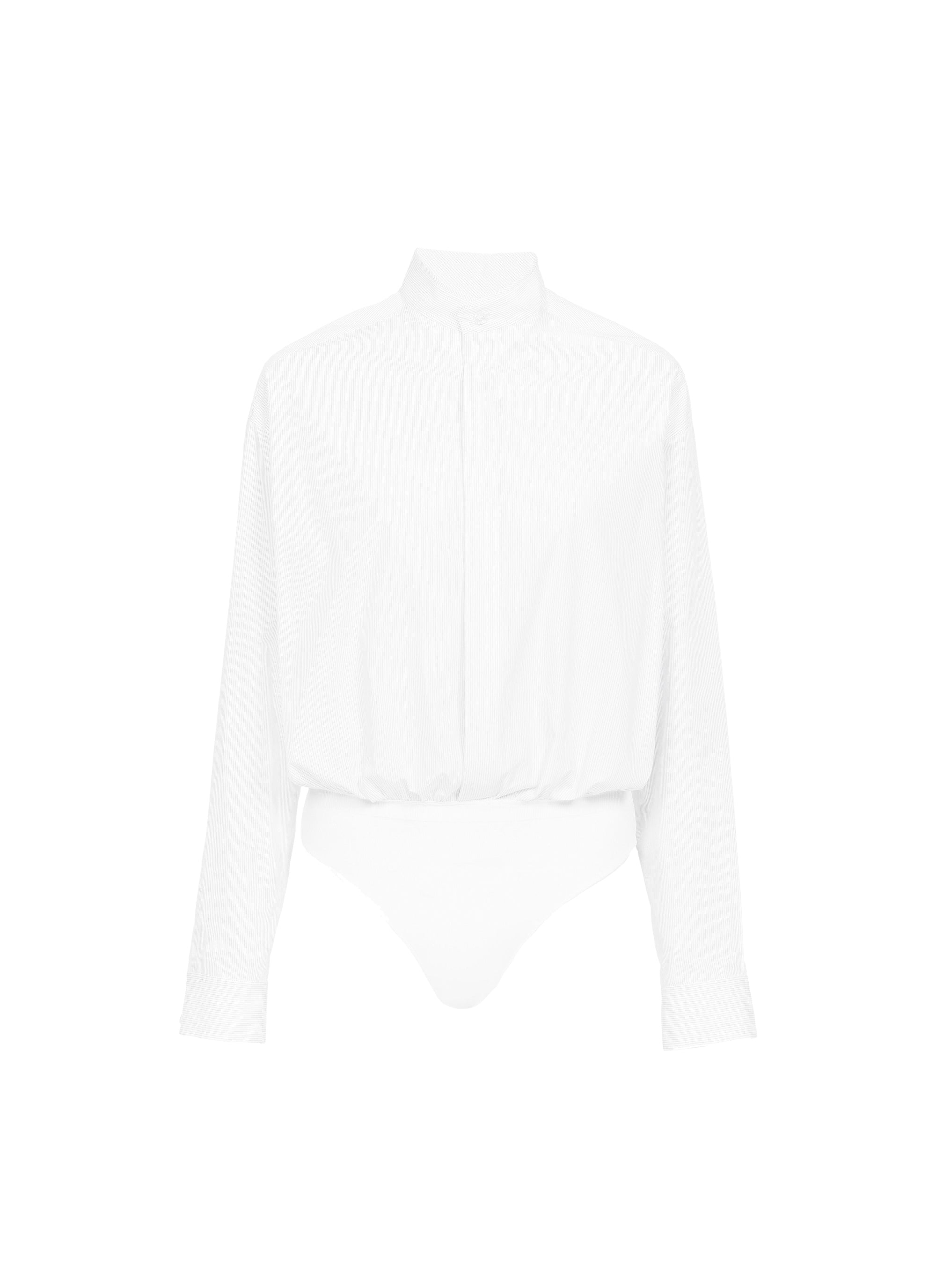 Striped Poplin Shirt-Body - White & Black