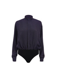Body-chemise à pois en soie - Nuit & Vanille
