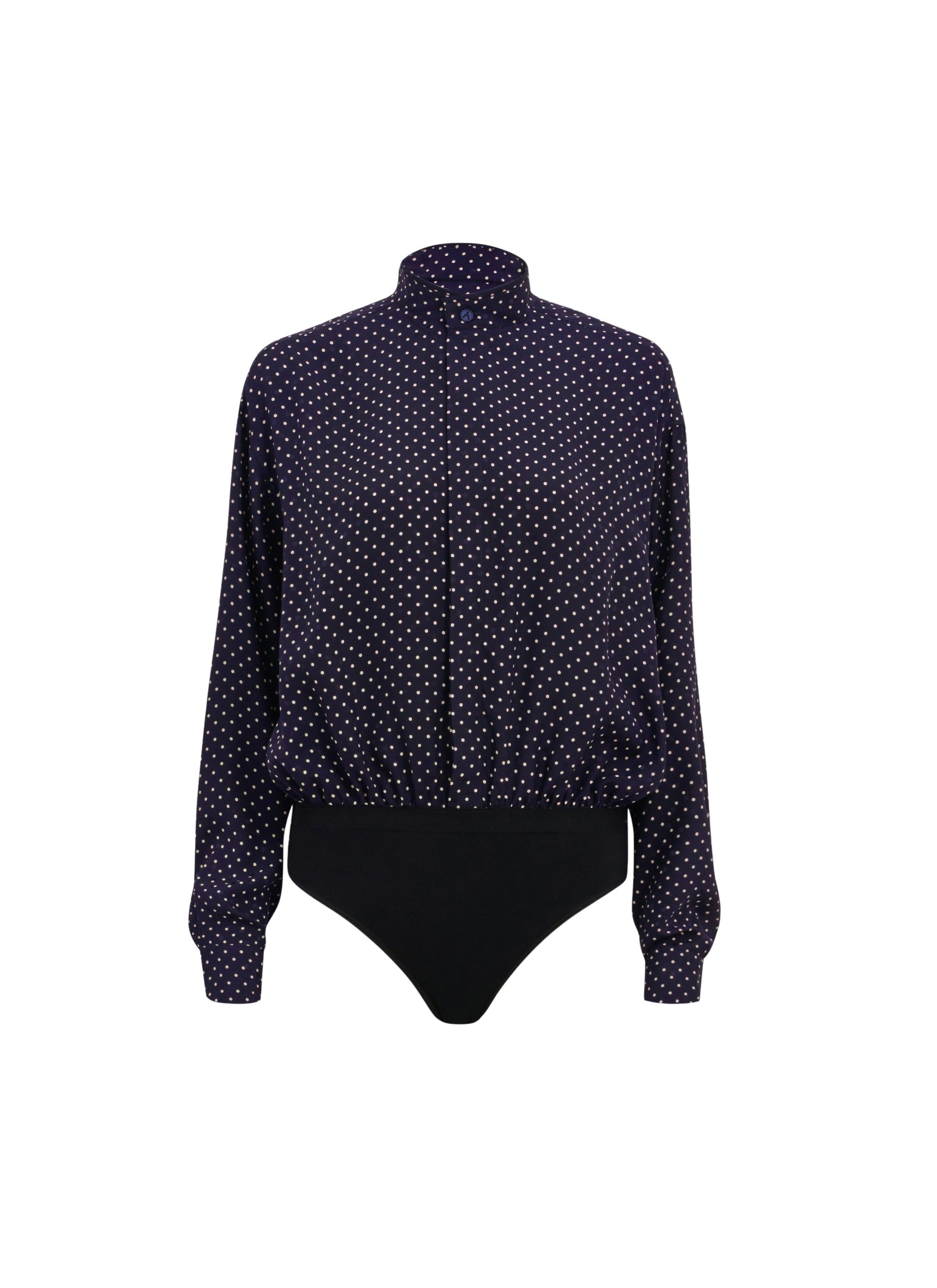 Body-chemise à pois en soie - Nuit & Vanille