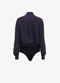 Body-chemise à pois en soie - Nuit & Vanille