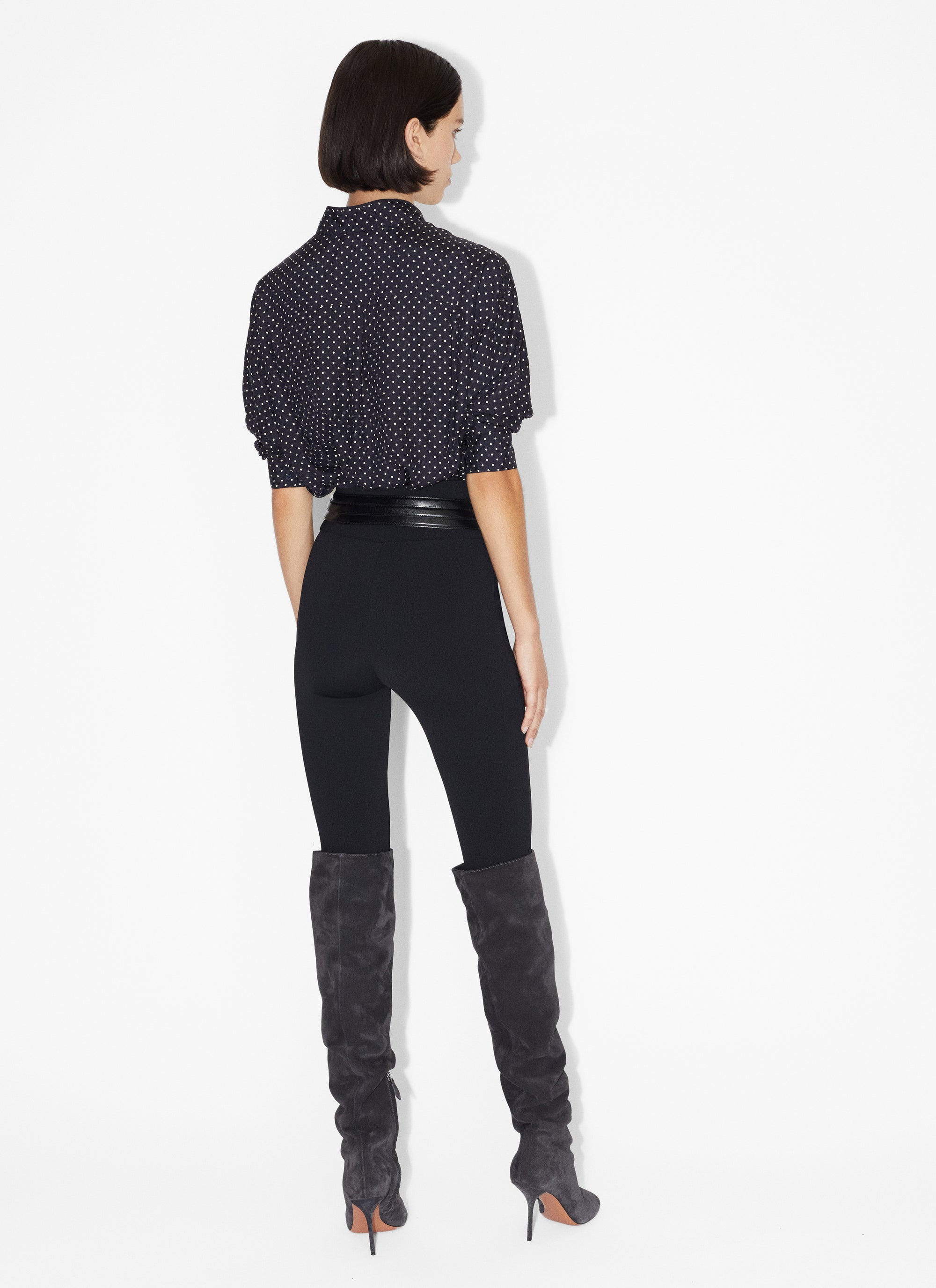 Body-chemise à pois en soie - Nuit & Vanille
