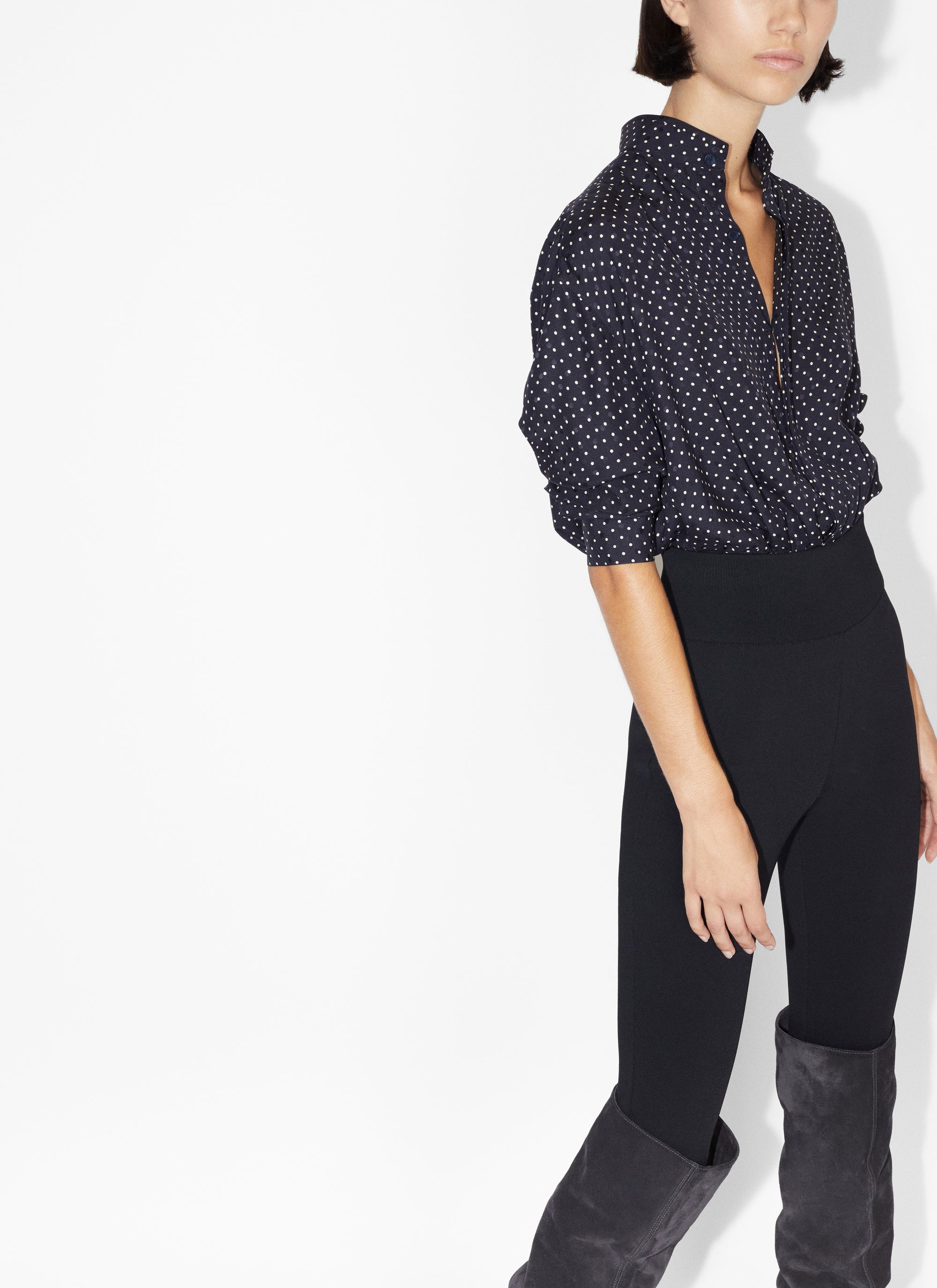 Body-chemise à pois en soie - Nuit & Vanille