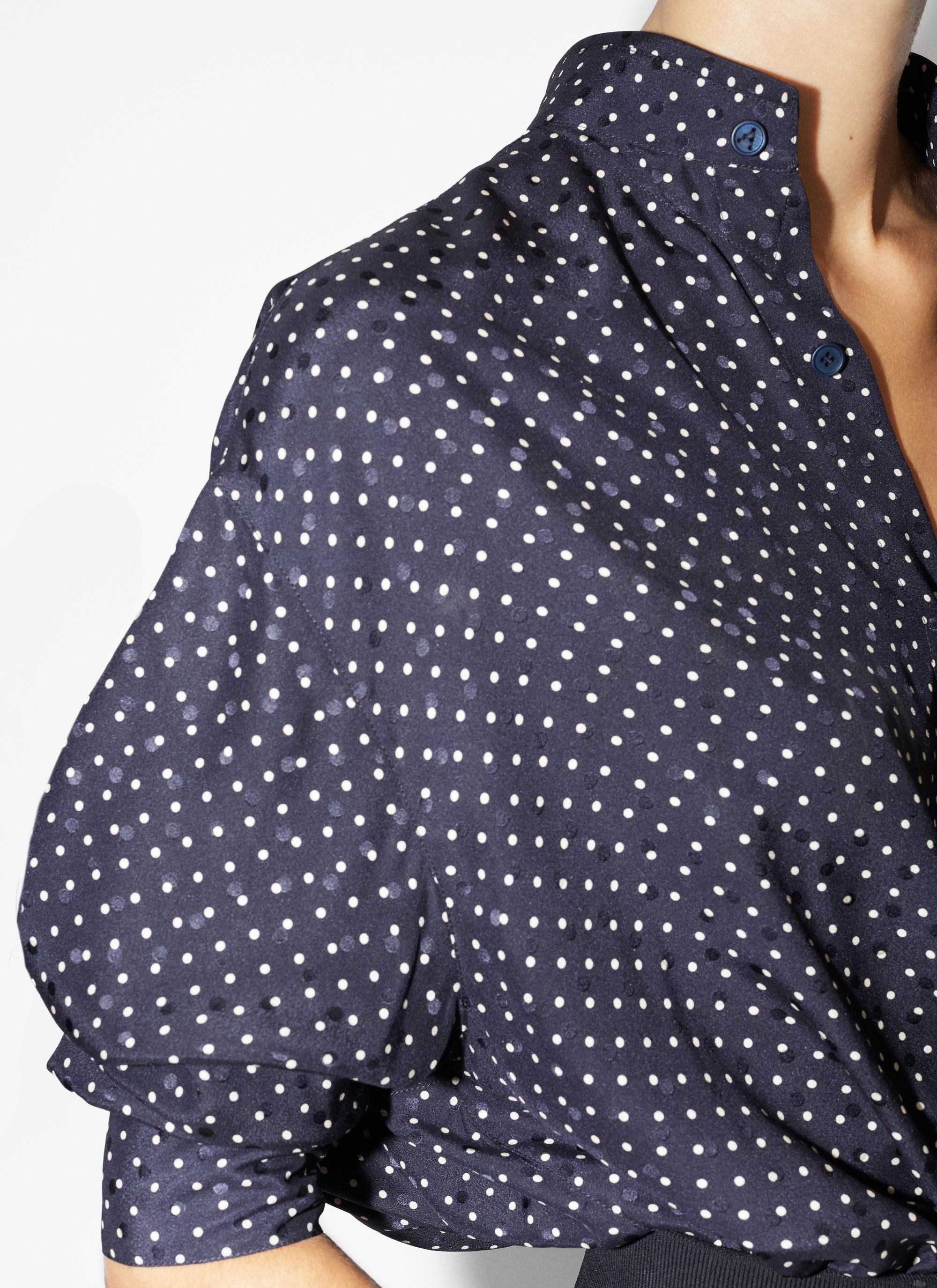 Body-chemise à pois en soie - Nuit & Vanille