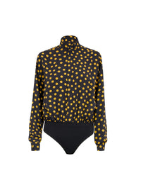 Silk Confetti Dot Bodysuit - Night & Yellow