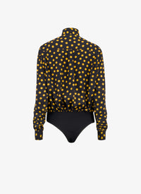 Silk Confetti Dot Bodysuit - Night & Yellow