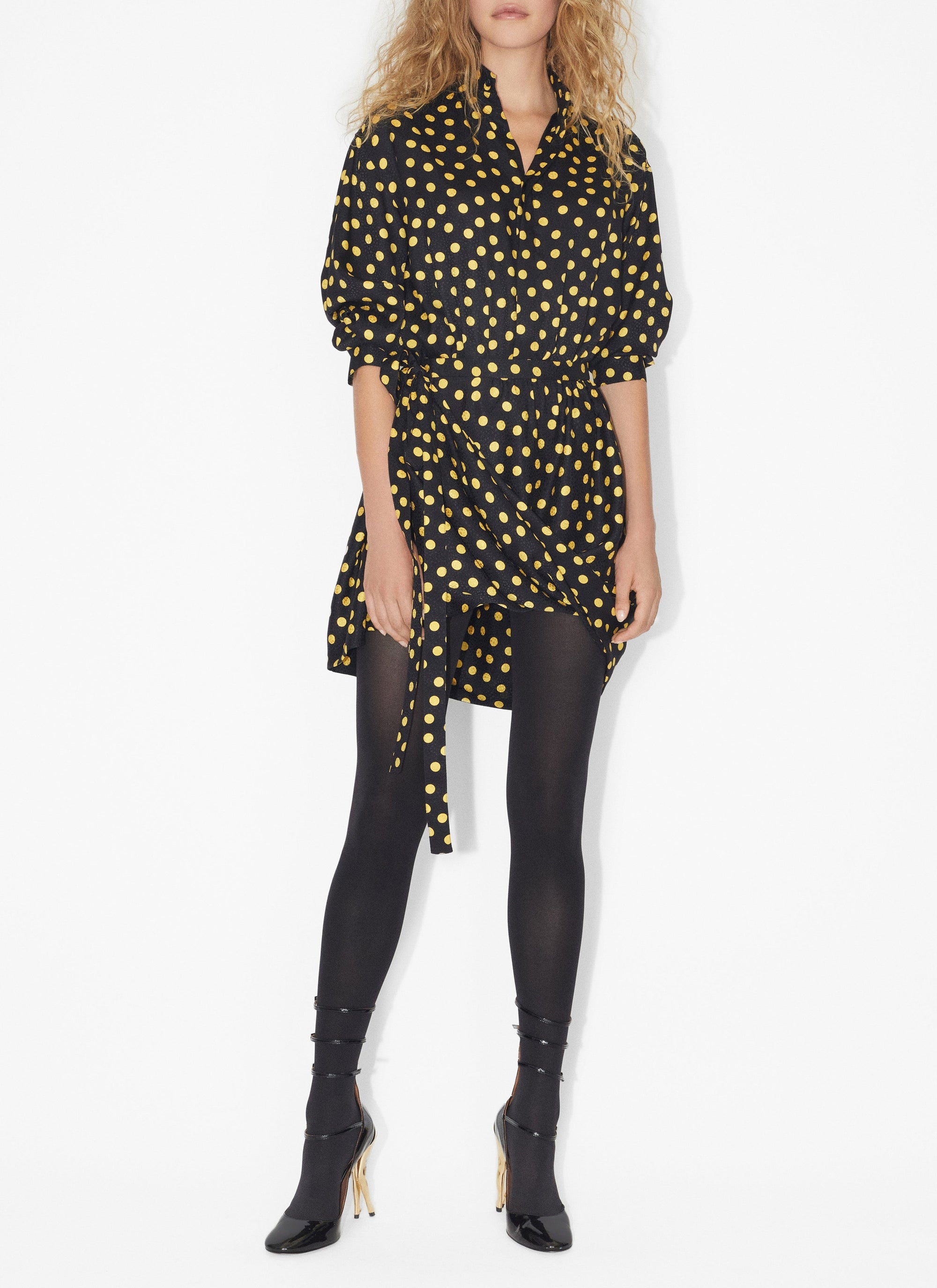 Silk Confetti Dot Bodysuit - Night & Yellow