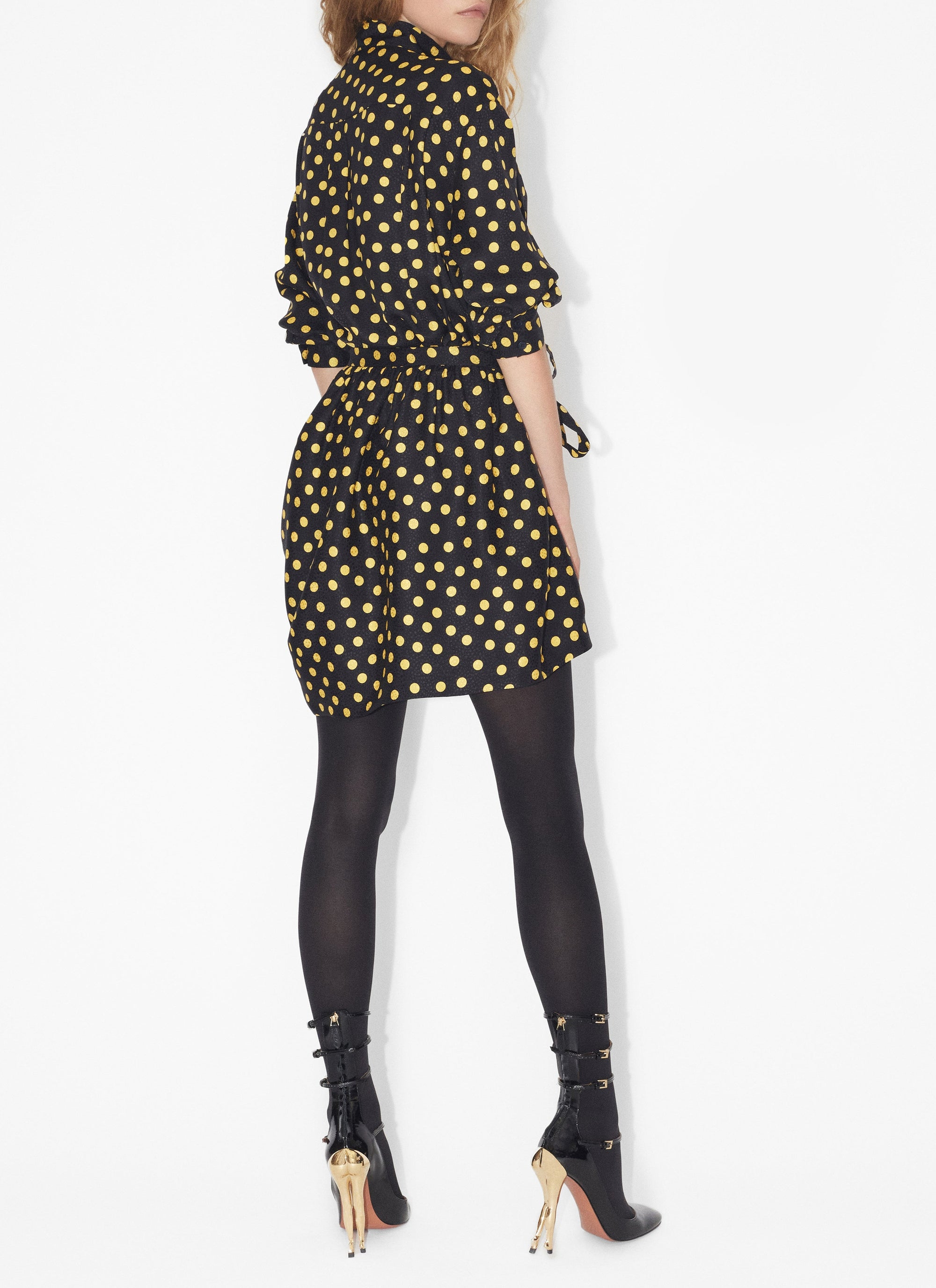 Silk Confetti Dot Bodysuit - Night & Yellow