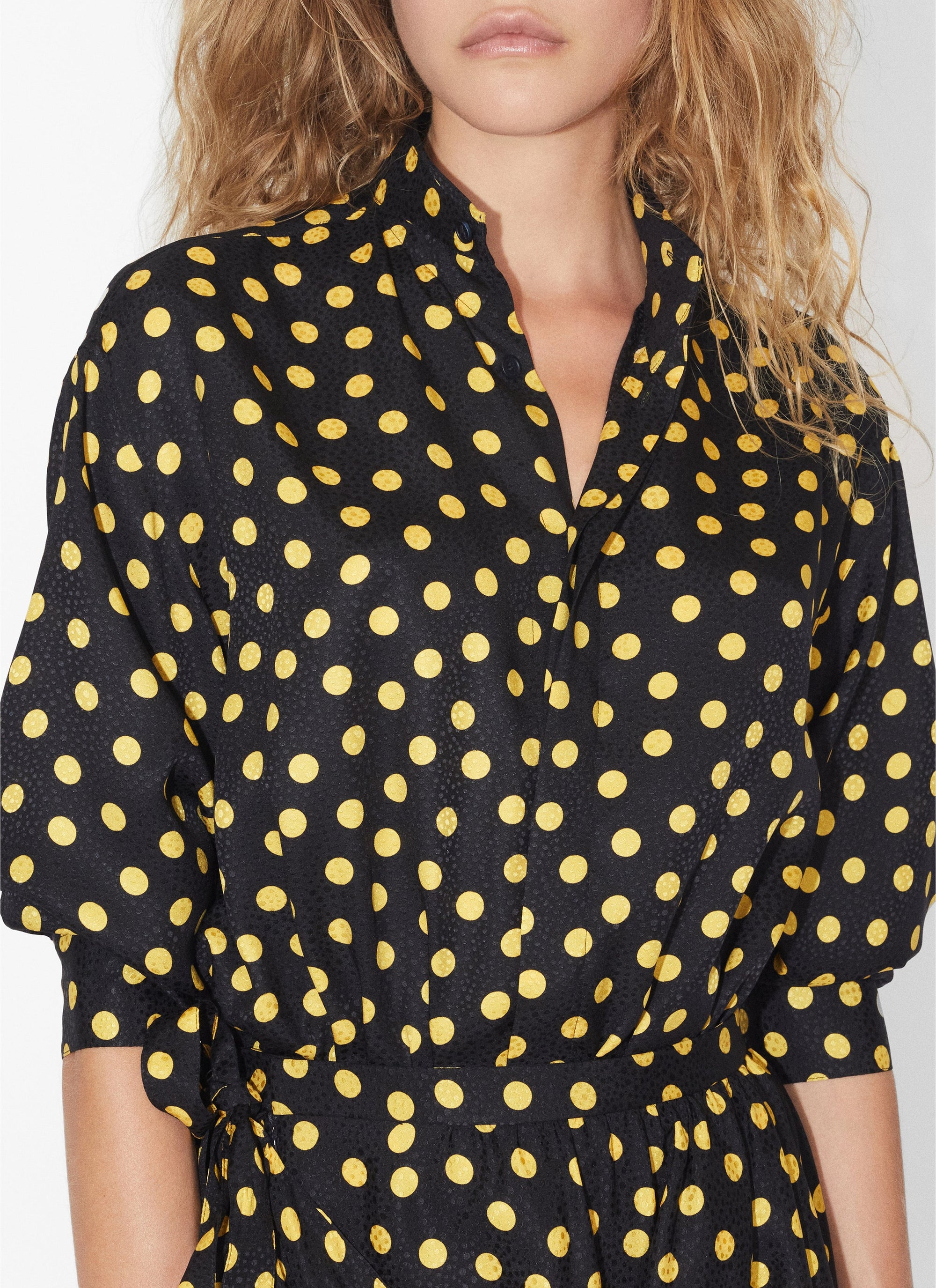 Silk Confetti Dot Bodysuit - Night & Yellow