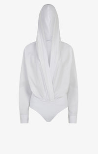 Body à capuche en popeline de coton - Blanc