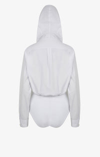 Body à capuche en popeline de coton - Blanc