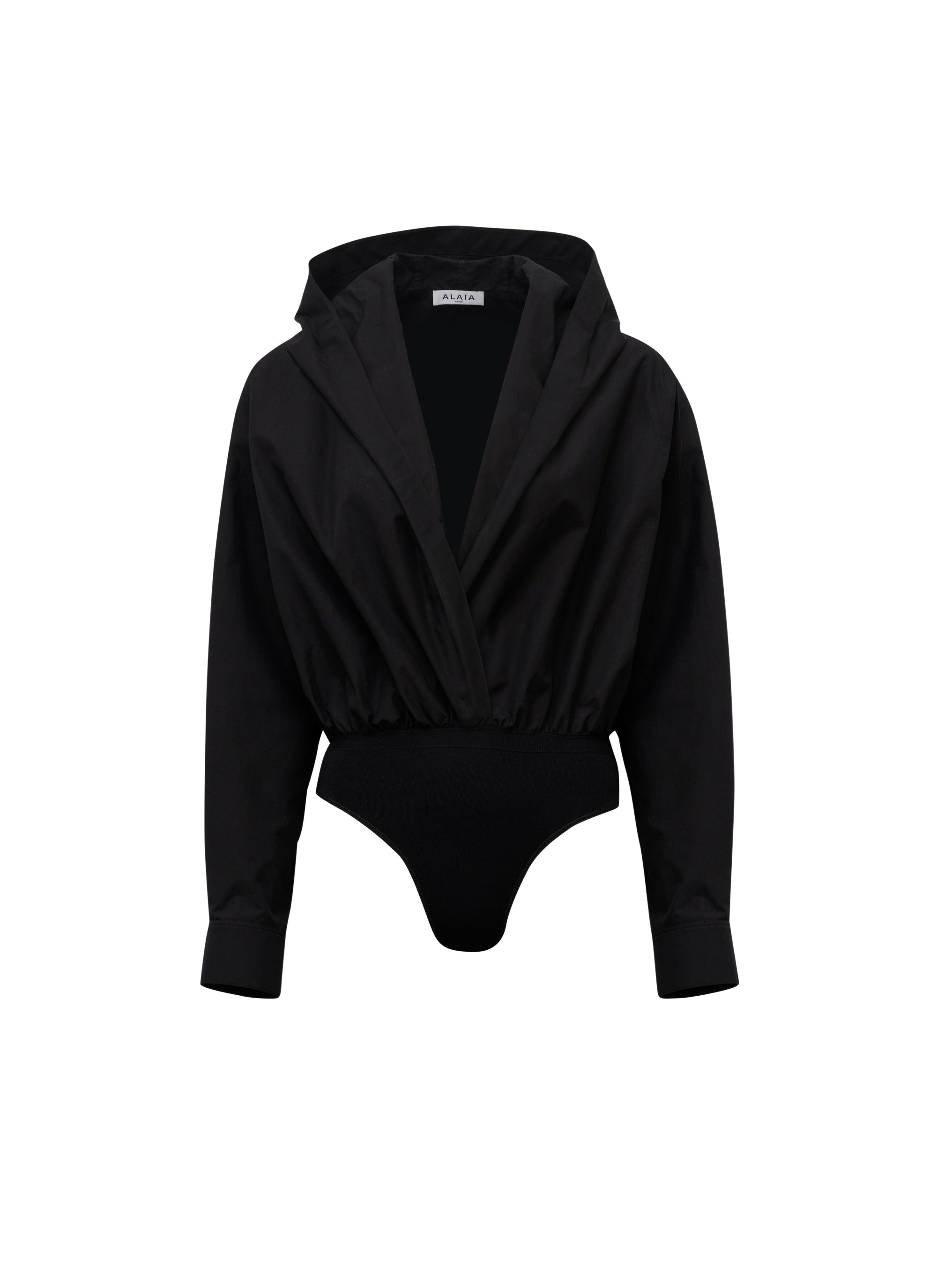 Body à capuche en popeline de coton - Noir Alaïa