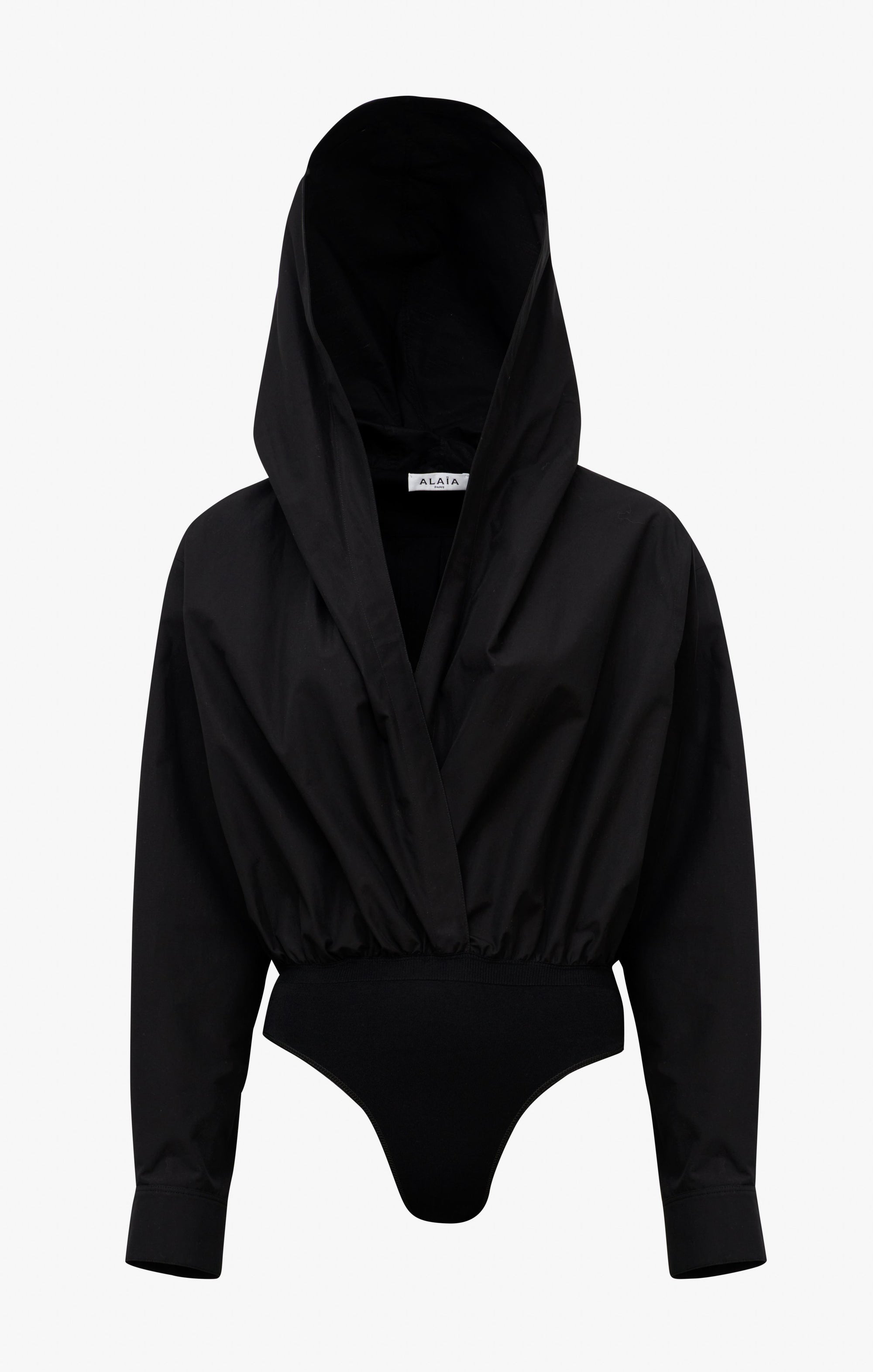 Body à capuche en popeline de coton - Noir Alaïa