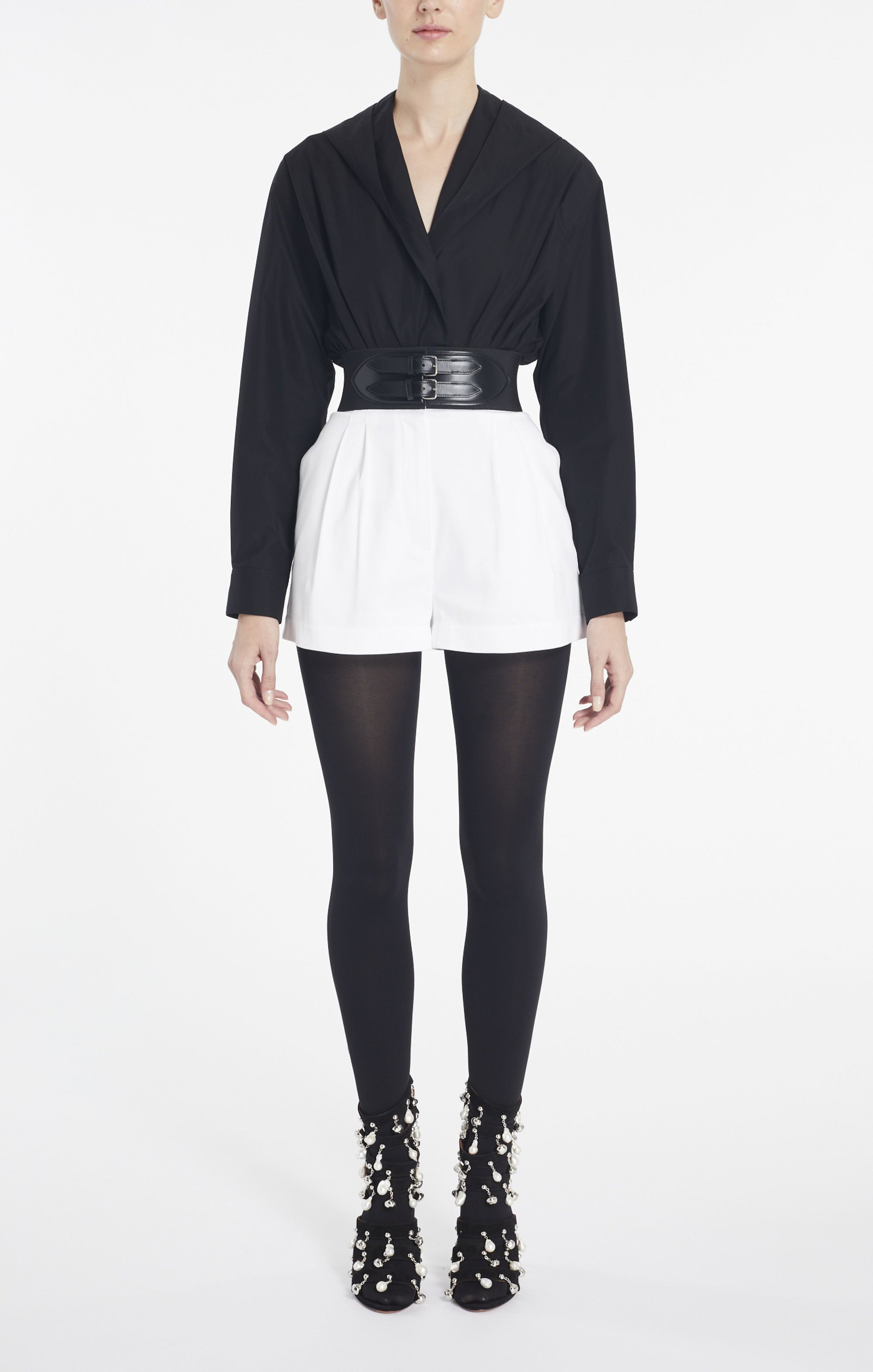 Body à capuche en popeline de coton - Noir Alaïa