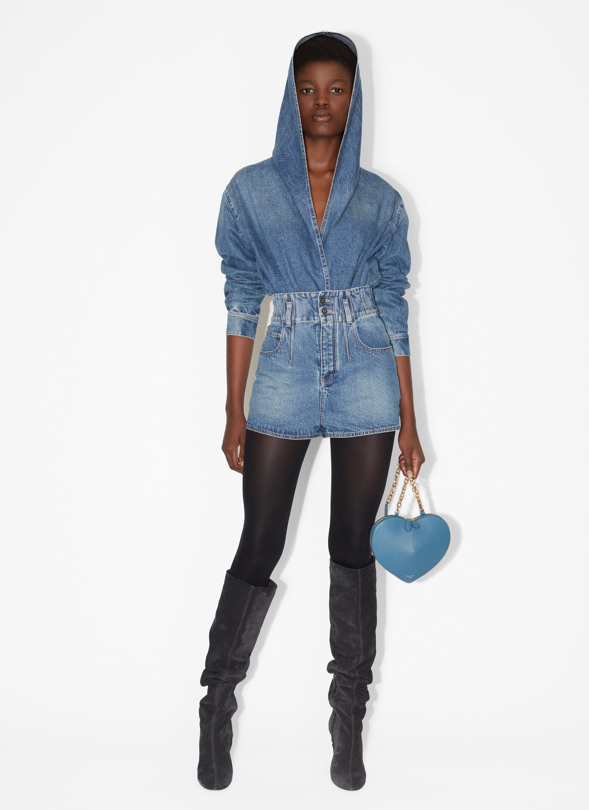 Short taille haute - Bleu Vintage