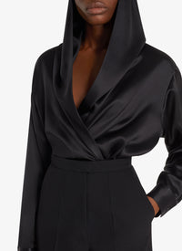 Body à capuche en soie - Noir Alaïa