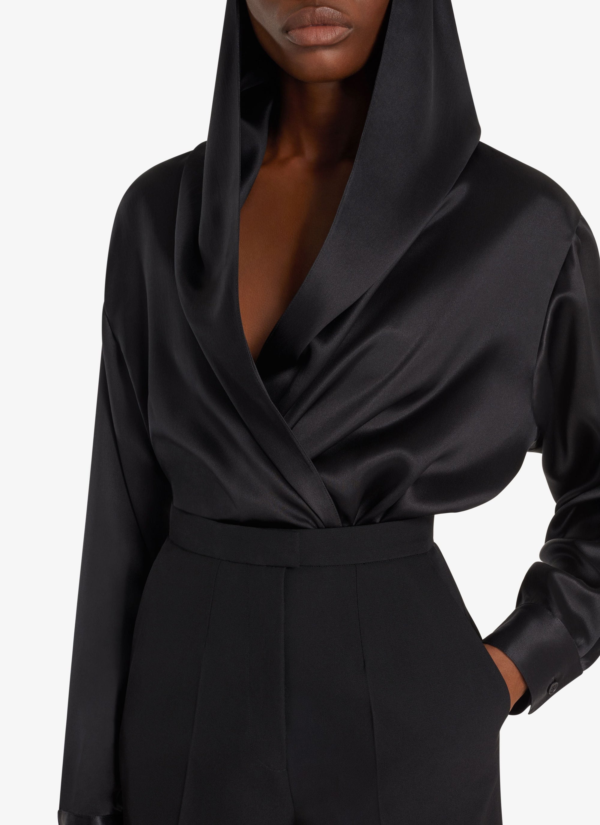 Body à capuche en soie - Noir Alaïa