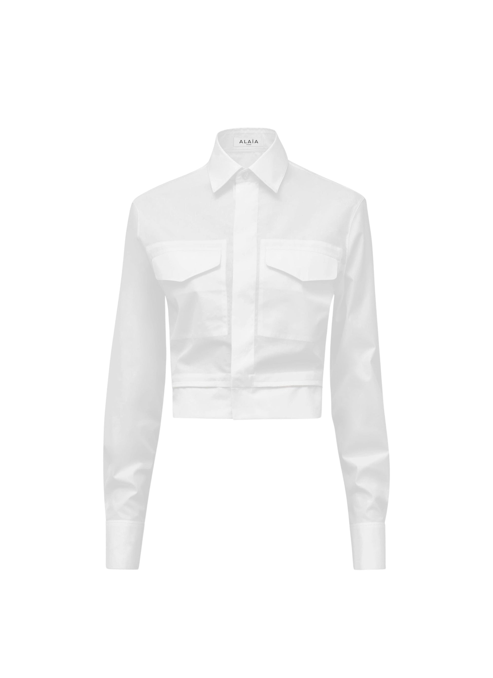 Belted shirt in crisp poplin - White