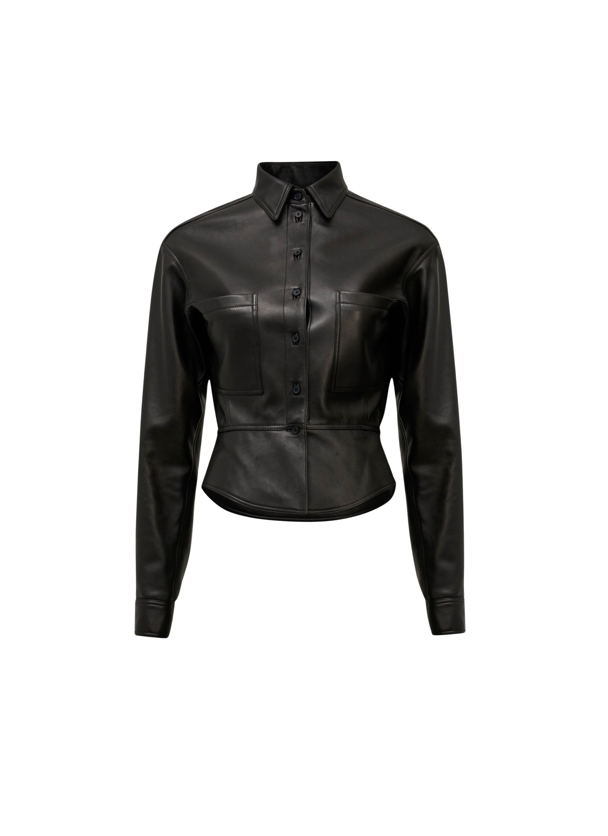 Chemise droite en cuir - Noir Alaïa