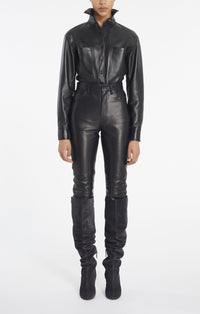 Chemise droite en cuir - Noir Alaïa