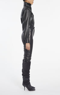 Chemise droite en cuir - Noir Alaïa