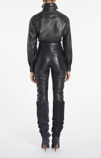 Chemise droite en cuir - Noir Alaïa