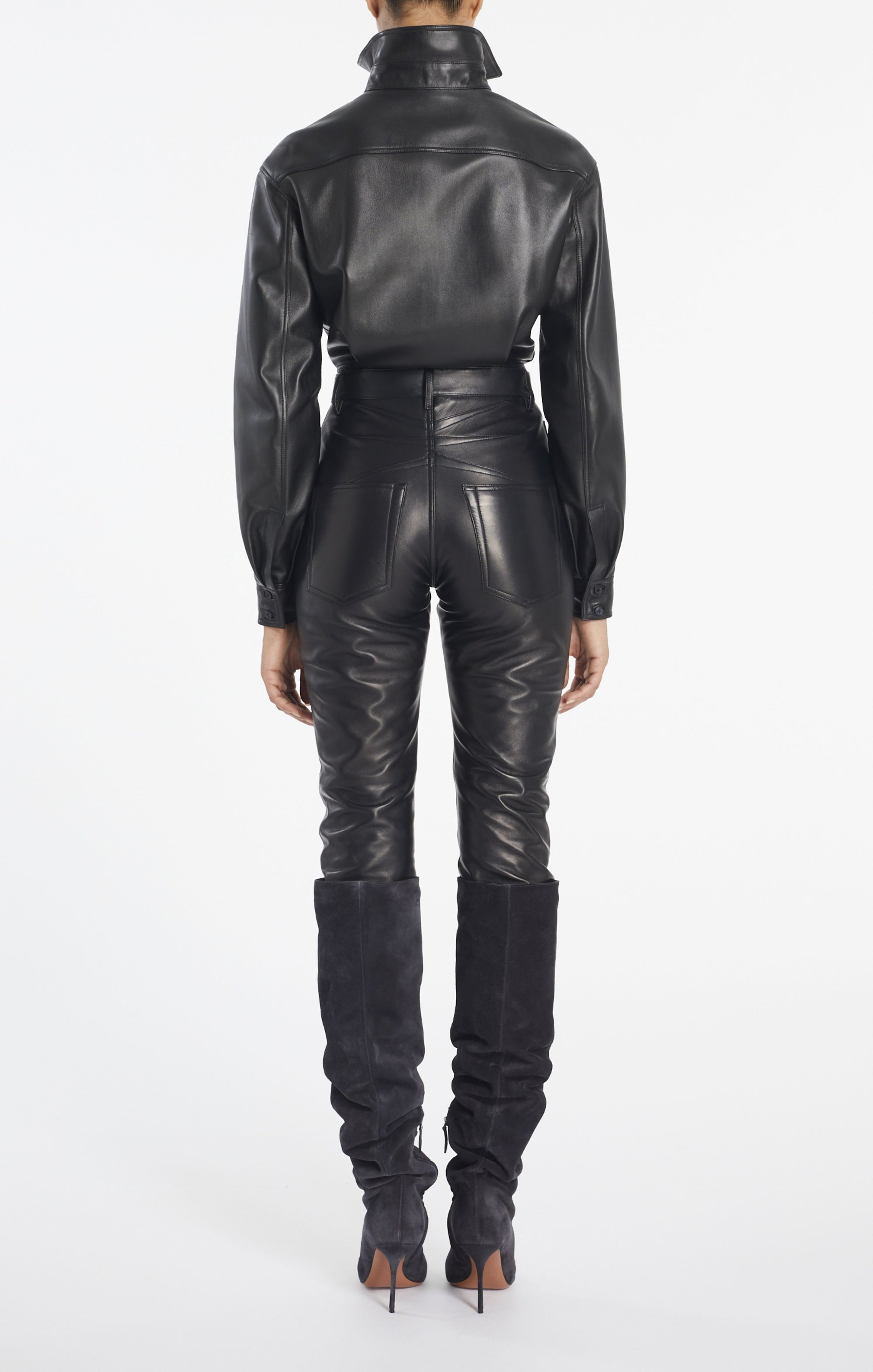 Chemise droite en cuir - Noir Alaïa