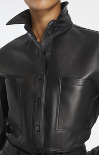 Chemise droite en cuir - Noir Alaïa