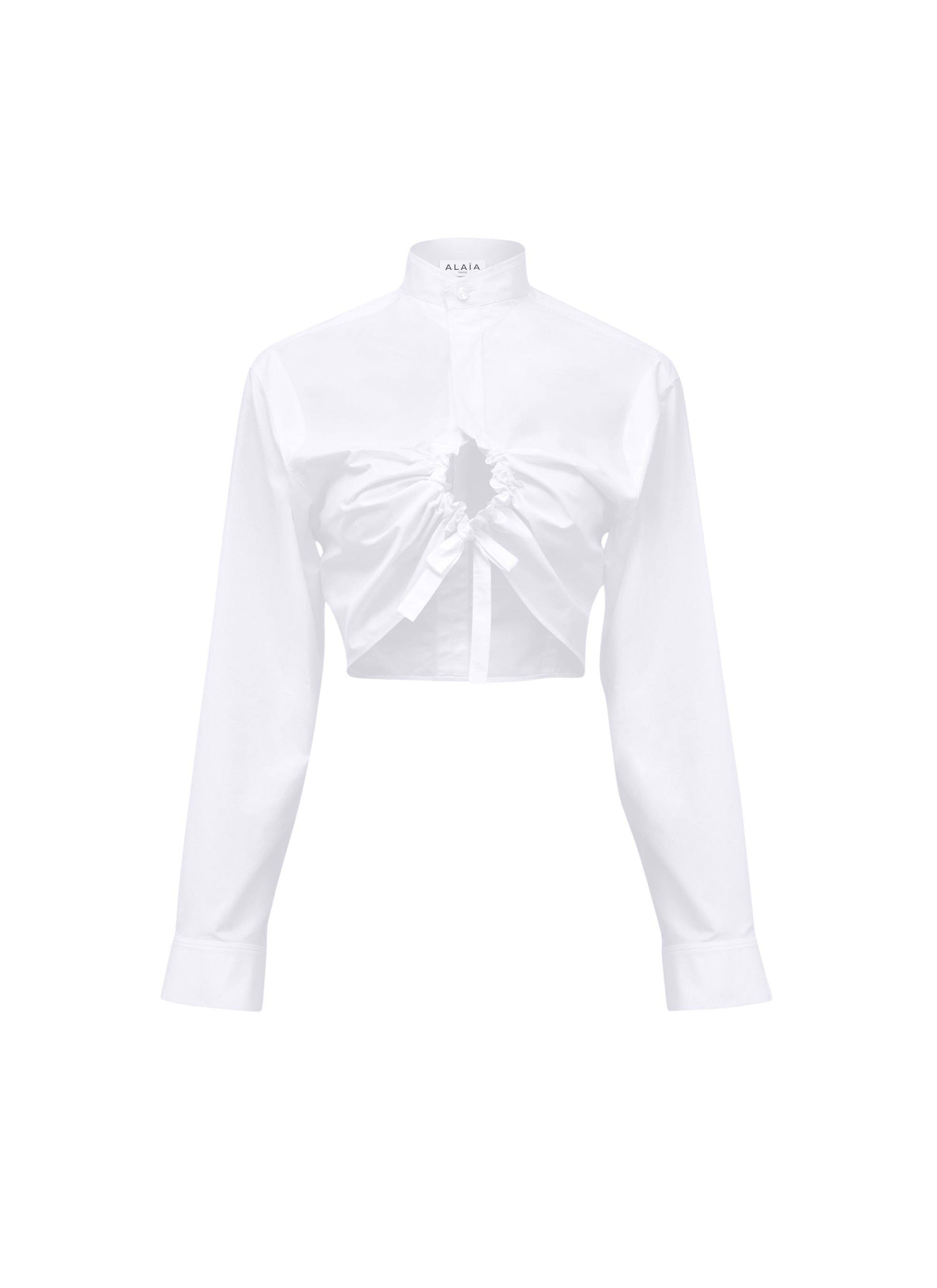 Cotton poplin cropped shirt - White
