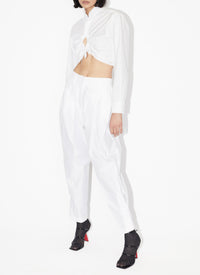 Cotton poplin cropped shirt - White