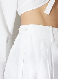 Cotton poplin cropped shirt - White